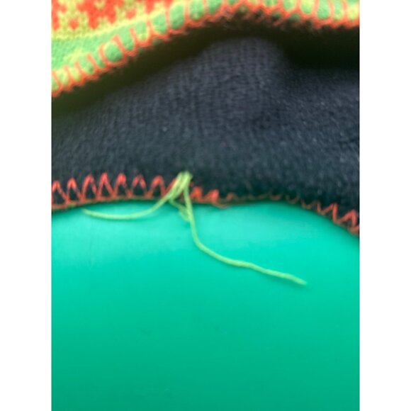 Colorful Knit Winter Hat With Ear Flaps & Pom Pom  100% Acrylic - Picture 4 of 5